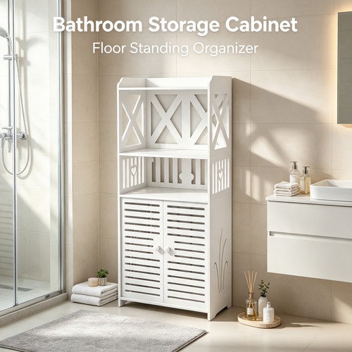 White bathroom storage - white, cabinet