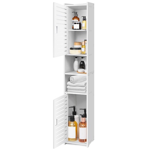 White bathroom storage - storage, cabinet