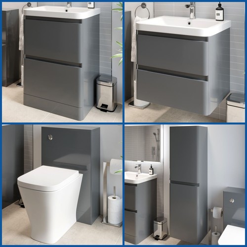 Grey bathroom furniture vanity - bathroom,