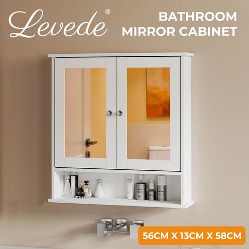 Levede bathroom mirror - mirror, cabinet